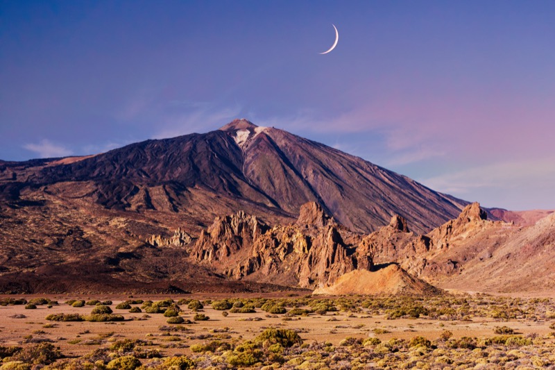 Mount Teide volcano at sunset, Teide National Park, Tenerife — UNESCO World Heritage Site and Spain's highest peak at 3,715 m
